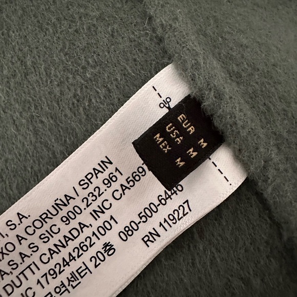 Massimo Dutti Wrap Around Robe Style Wool Coat With Belt in Emerald - Picture 10 of 11